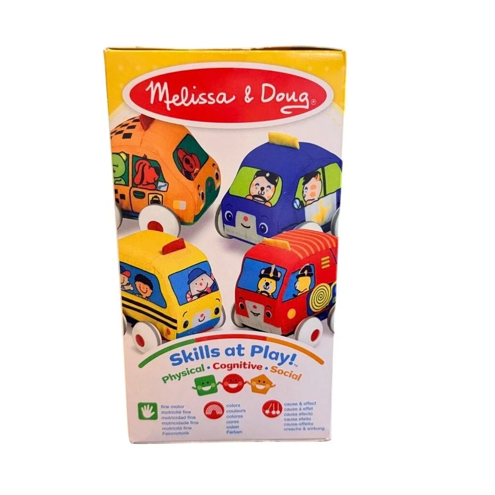 Melissa & Doug Ks Kids Pull-Back Town Vehicles Soft Toy Set 4 Piece 9m+‎ NEW